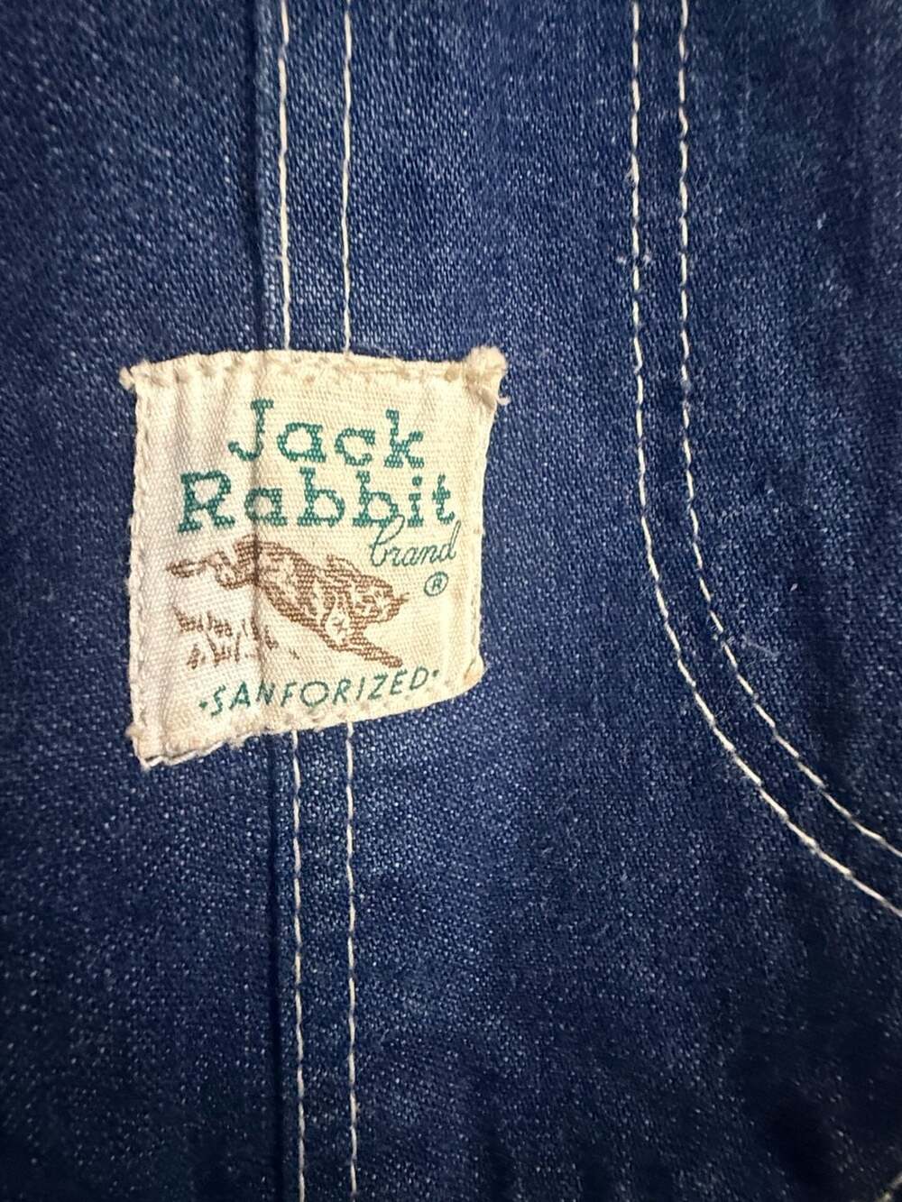 Vintage 1940s 50s Jack Rabbit Sanforized Denim Low Back Overalls Workwear